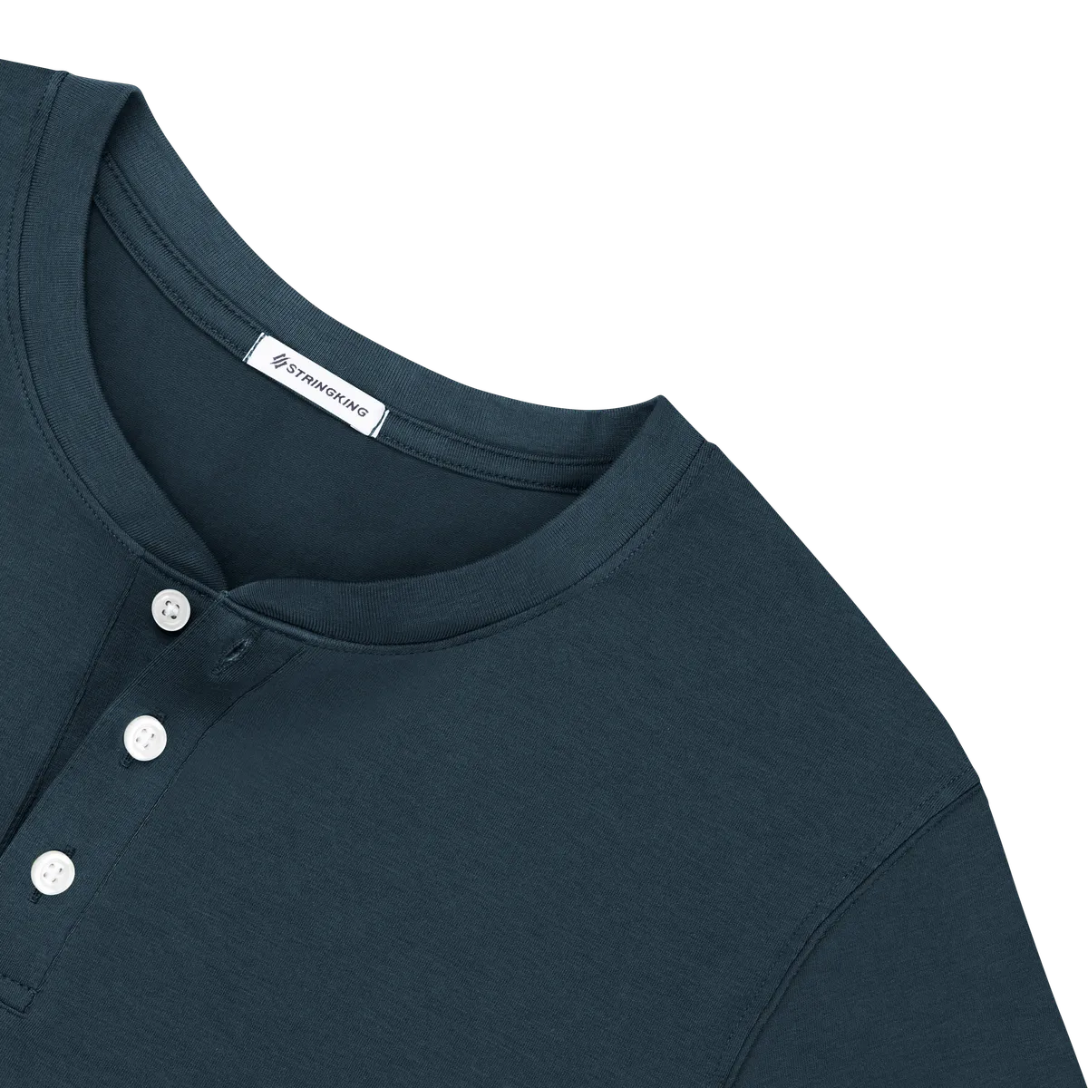 StringKing Men's Pima Cotton Short Sleeve Henley - Relaxed Fit, Navy, Detail