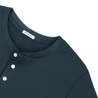 StringKing Men's Pima Cotton Short Sleeve Henley - Relaxed Fit, Navy, Detail