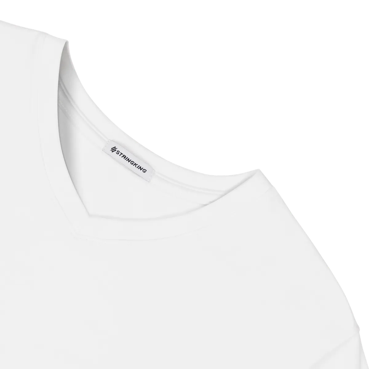 StringKing Men's Pima Cotton Short Sleeve V-Neck T-Shirt - Sharp Fit, White, Detail