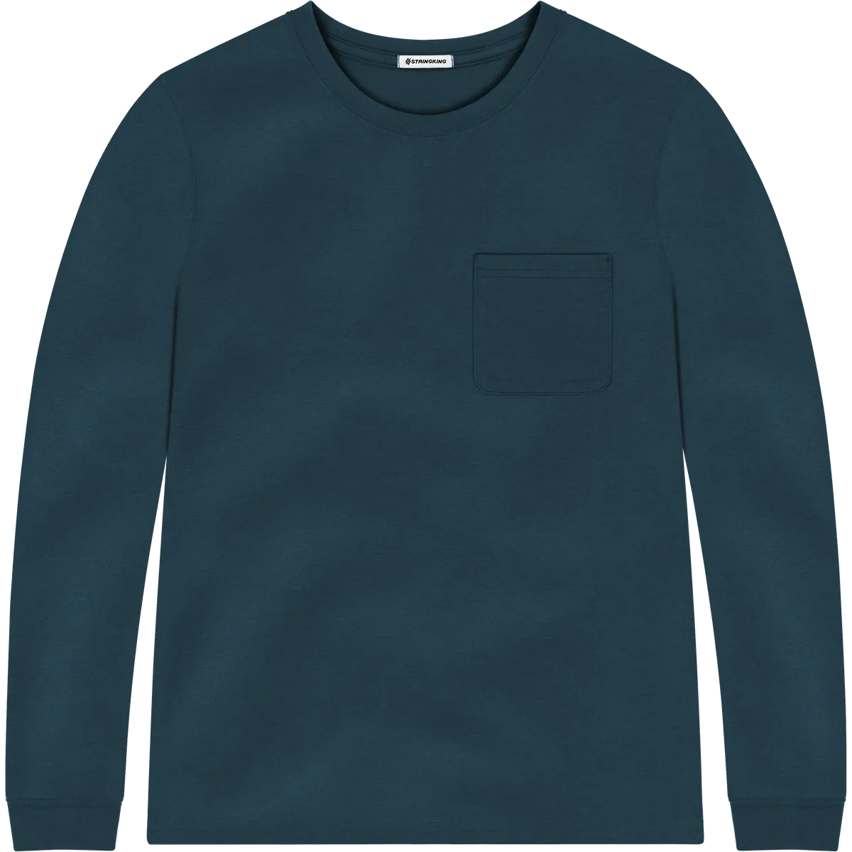 StringKing Men's Pima Jersey Long Sleeve Pocket Tee - Sharp Fit, Navy, Front