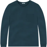 StringKing Men's Pima Jersey Long Sleeve Pocket Tee - Sharp Fit, Navy, Front