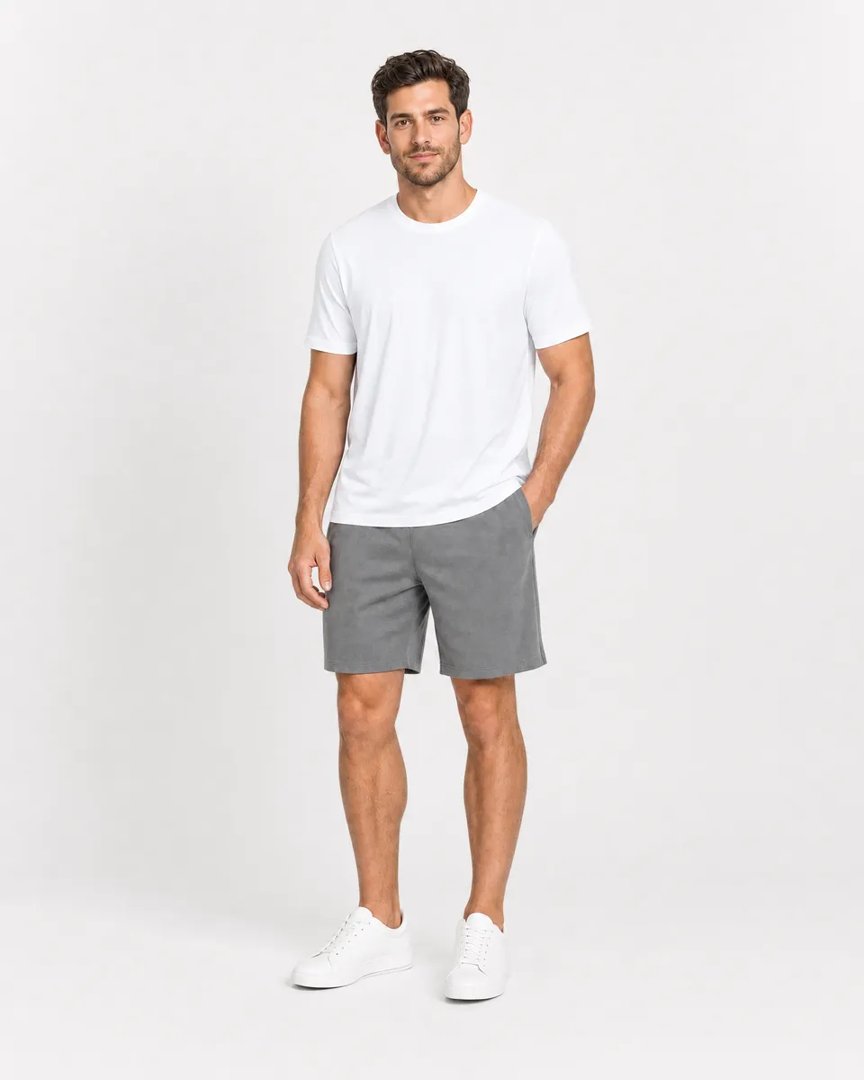 StringKing Men's StayWarm Tee - Sharp Fit, White, Full Front - Human Model