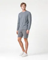 StringKing Men's Pima Terry Long Sleeve Tee - Sharp Fit, Tradewinds, Full Front Angle - Human Model