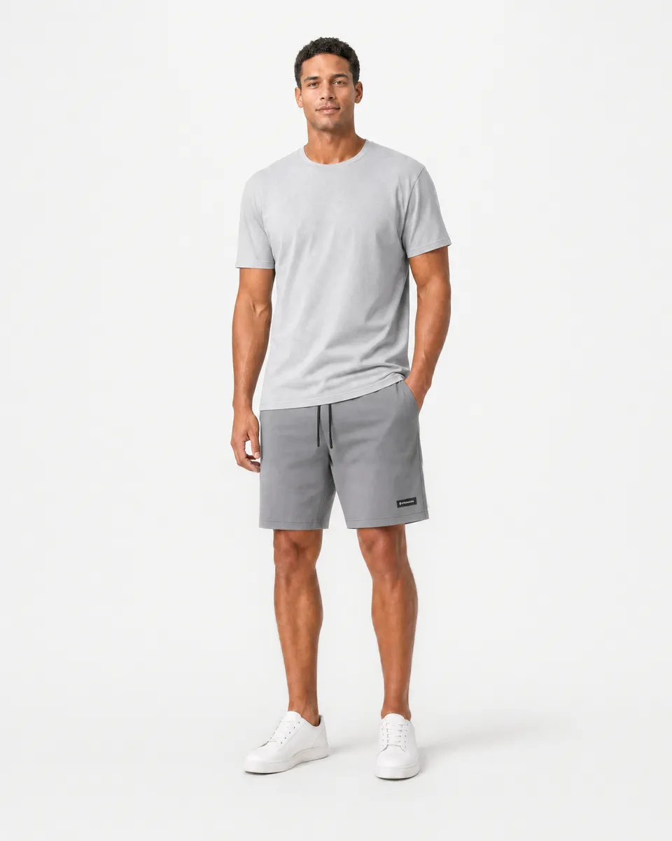 StringKing Men's Velocity Short - Sharp Fit, Gray, 8 inch, Full Front Angle - Human Model