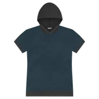 StringKing Men's FlexTech Light Short Sleeve Hoodie 2C - Sharp Fit, Navy Main, Black Accent, Front
