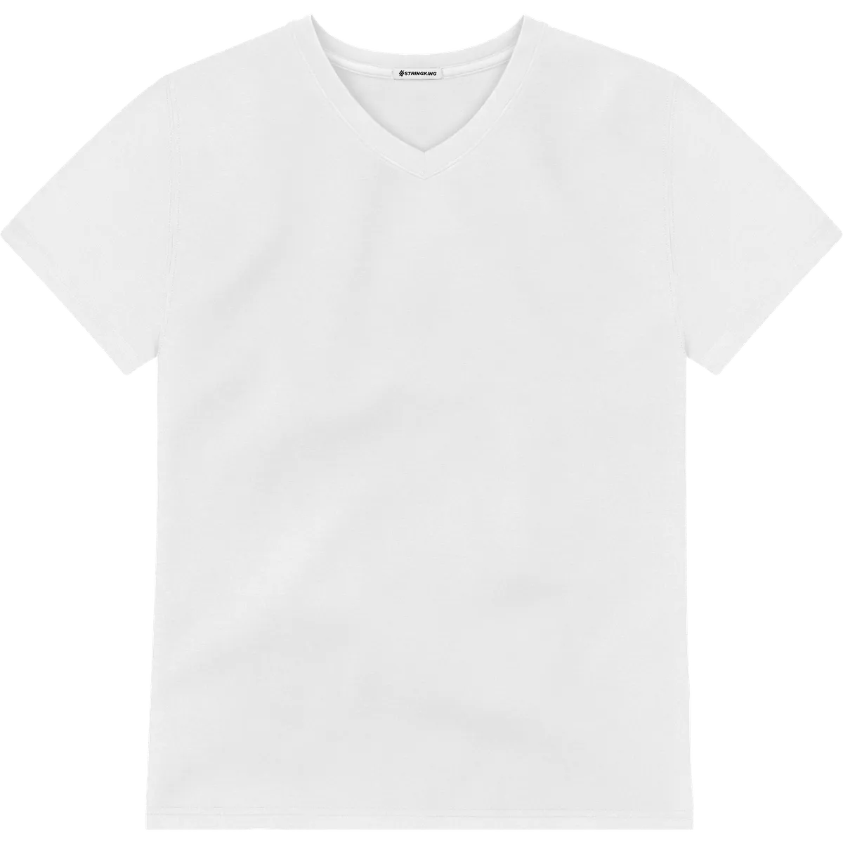 StringKing Men's Pima Terry V-Neck Tee - Relaxed Fit, White, Front