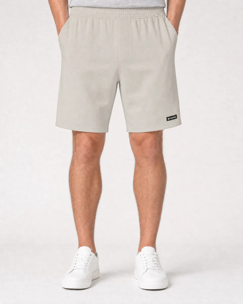 StringKing Men's Pima Terry Shorts - Relaxed Fit, Moonstruck, Full Front - Human Model - Waist to Mid-calf