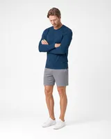 StringKing Men's StayWarm Long Sleeve Tee - Sharp Fit, Navy Blue, Full Front Angle - Human Model