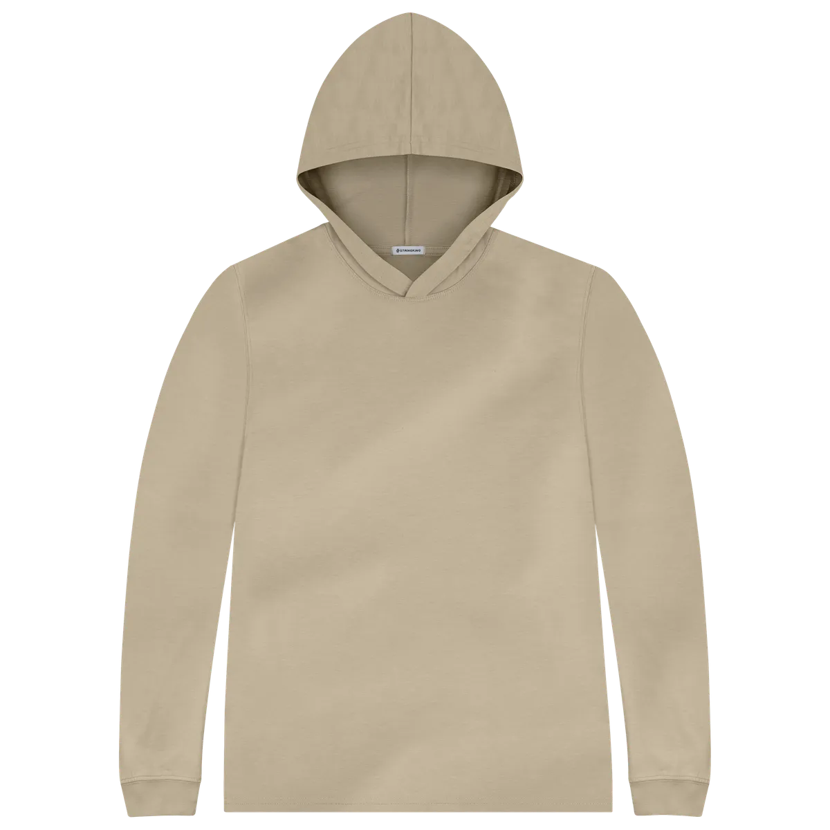StringKing Men's Pima Cotton Lightweight Hoodie - Sharp Fit, Warm Khaki, Front