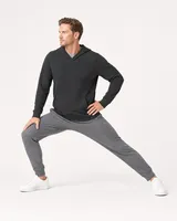 StringKing Men's StayWarm Hoodie - Relaxed Fit, Black, Full Front Angle - Human Model