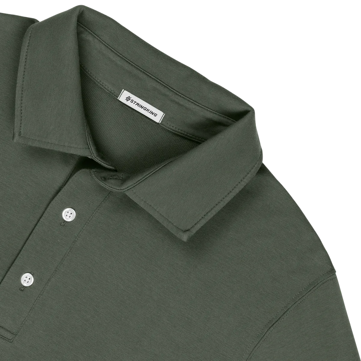StringKing Men's Pima Cotton Polo Sweatshirt - Relaxed Fit, Moss, Detail