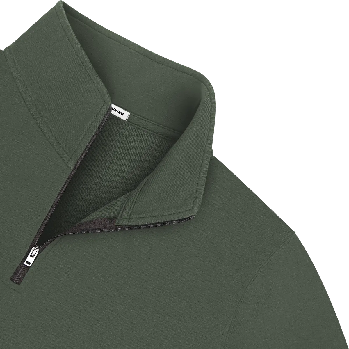StringKing Men's Pima Terry Quarter Zip - Sharp Fit, Moss, Detail