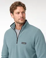 StringKing Men's Polartec Fleece Quarter Zip - Sharp Fit, Slate, Collar Shoulder - Human Model