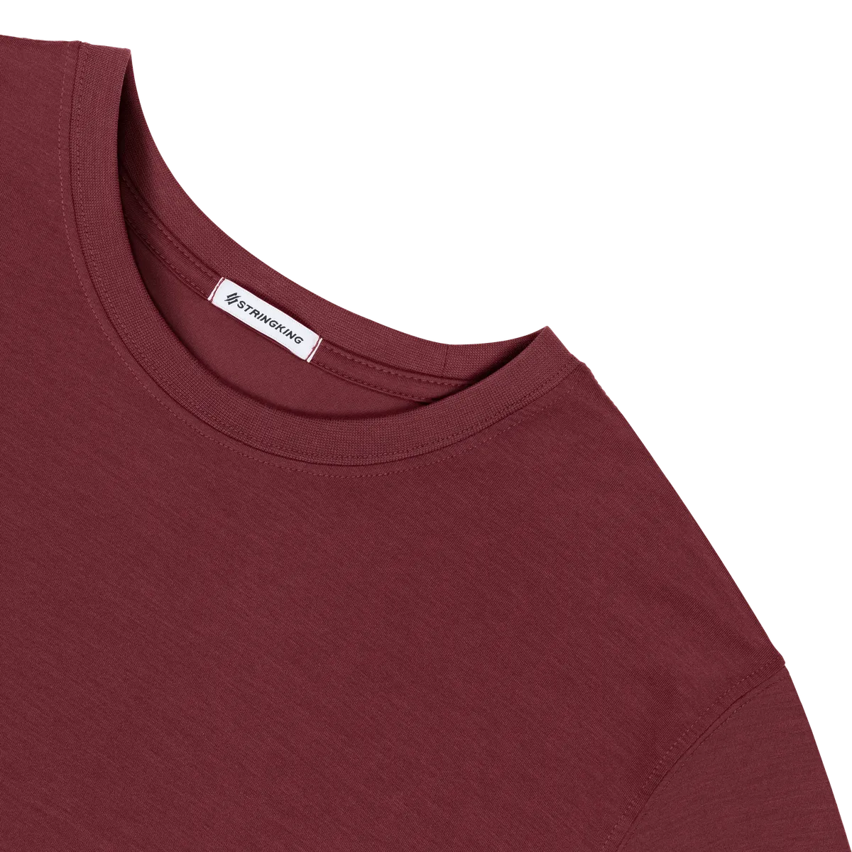 StringKing Men's FlexStyle Long Sleeve Crewneck T-Shirt - Sharp Fit, Rhubarb, Detail
