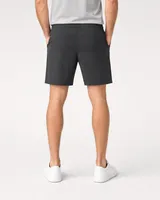 StringKing Men's Nylon Flex Game Shorts - Sharp Fit, Black, Full Back - Human Model - Chest to Feet
