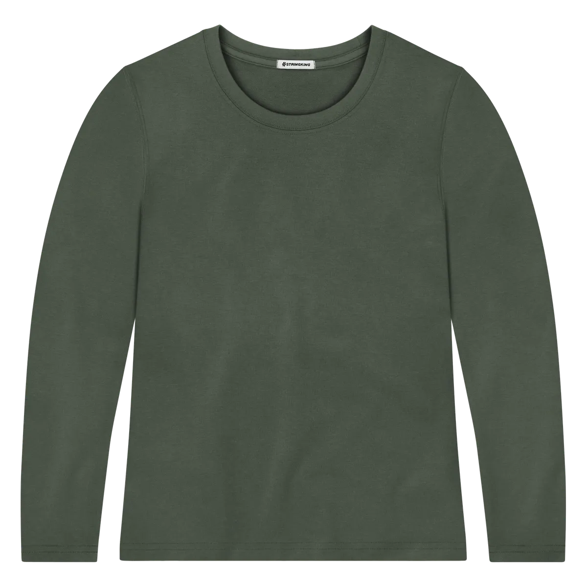 StringKing Women's Pima Terry Long Sleeve Tee - Sharp Fit, Moss, Front
