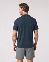 StringKing Men's Pima Jersey Classic Polo - Relaxed Fit, Navy, Full Back - Human Model - Top of head to Mid-thigh