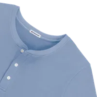 StringKing Men's Pima Cotton Henley Sweatshirt - Relaxed Fit, Slate Blue, Detail
