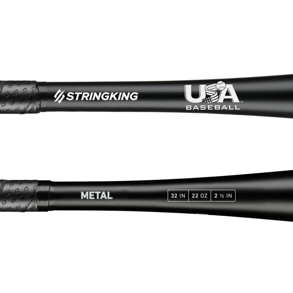 StringKing Metal USABat - Drop 10, 32" / 22 oz, Black, Bat Details, Horizontal
