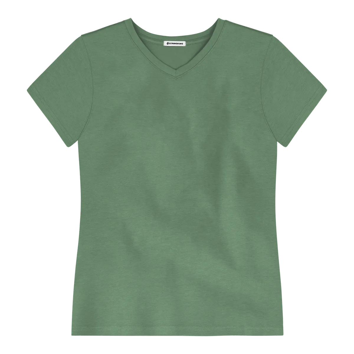 StringKing Women's Pima Cotton Short Sleeve V-Neck T-Shirt - Sharp Fit, Green, Front