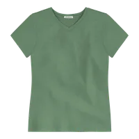 StringKing Women's Pima Cotton Short Sleeve V-Neck T-Shirt - Sharp Fit, Green, Front
