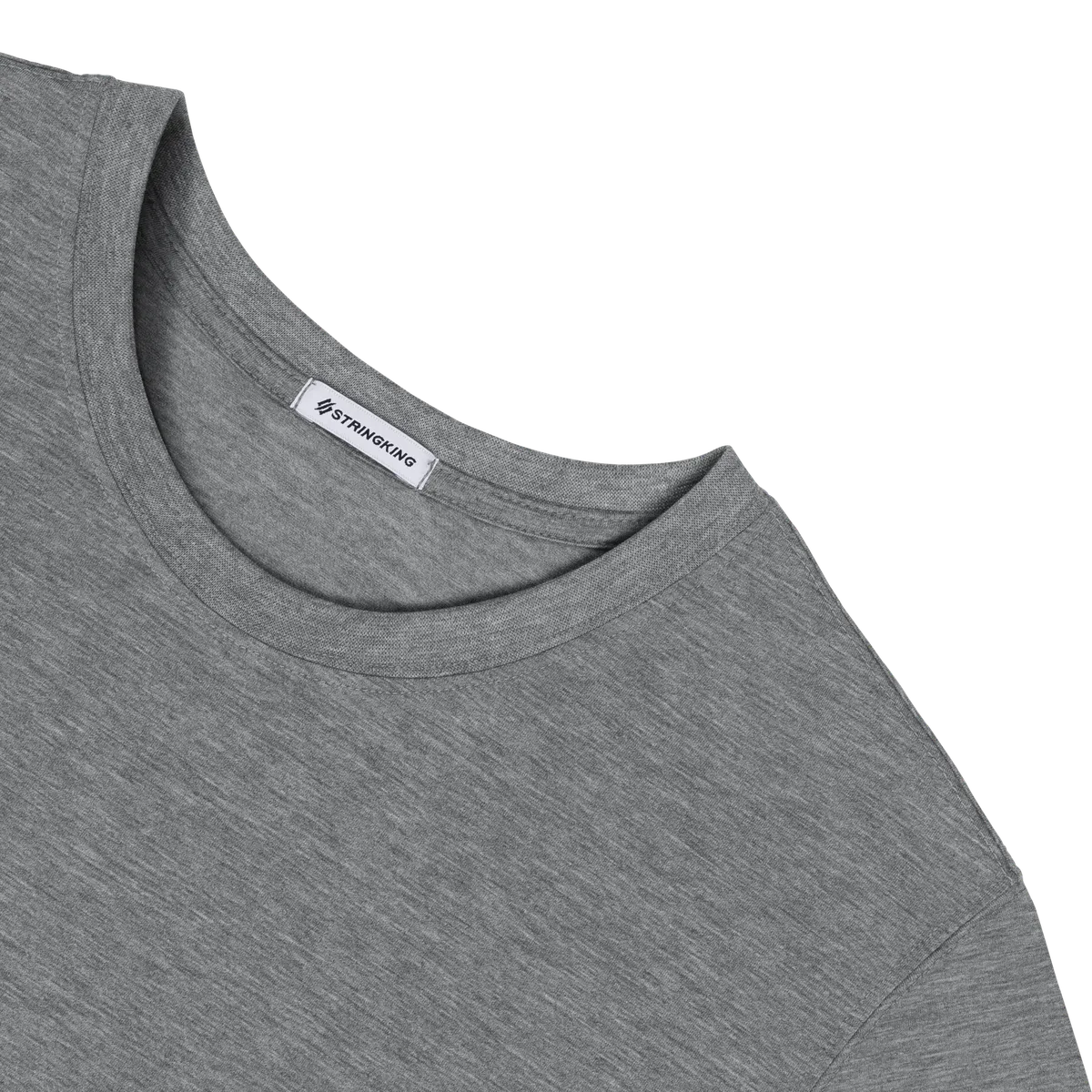 StringKing Men's FlexStyle Short Sleeve Crewneck T-Shirt - Sharp Fit, Heather Gray, Detail