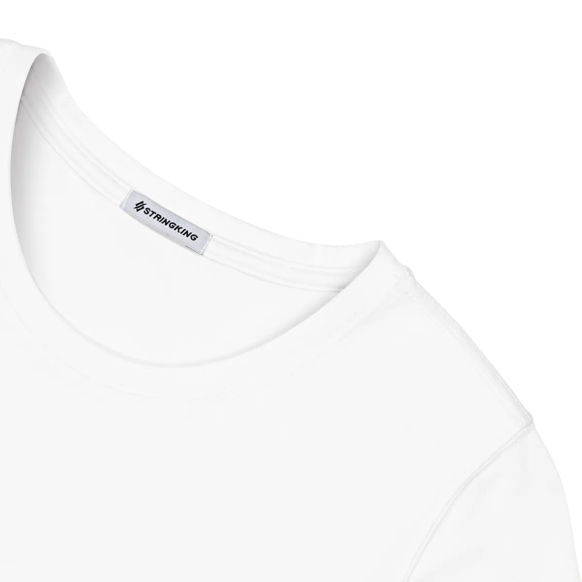 StringKing Women's Pima Cotton Short Sleeve Crewneck T-Shirt - Sharp Fit, White, Detail