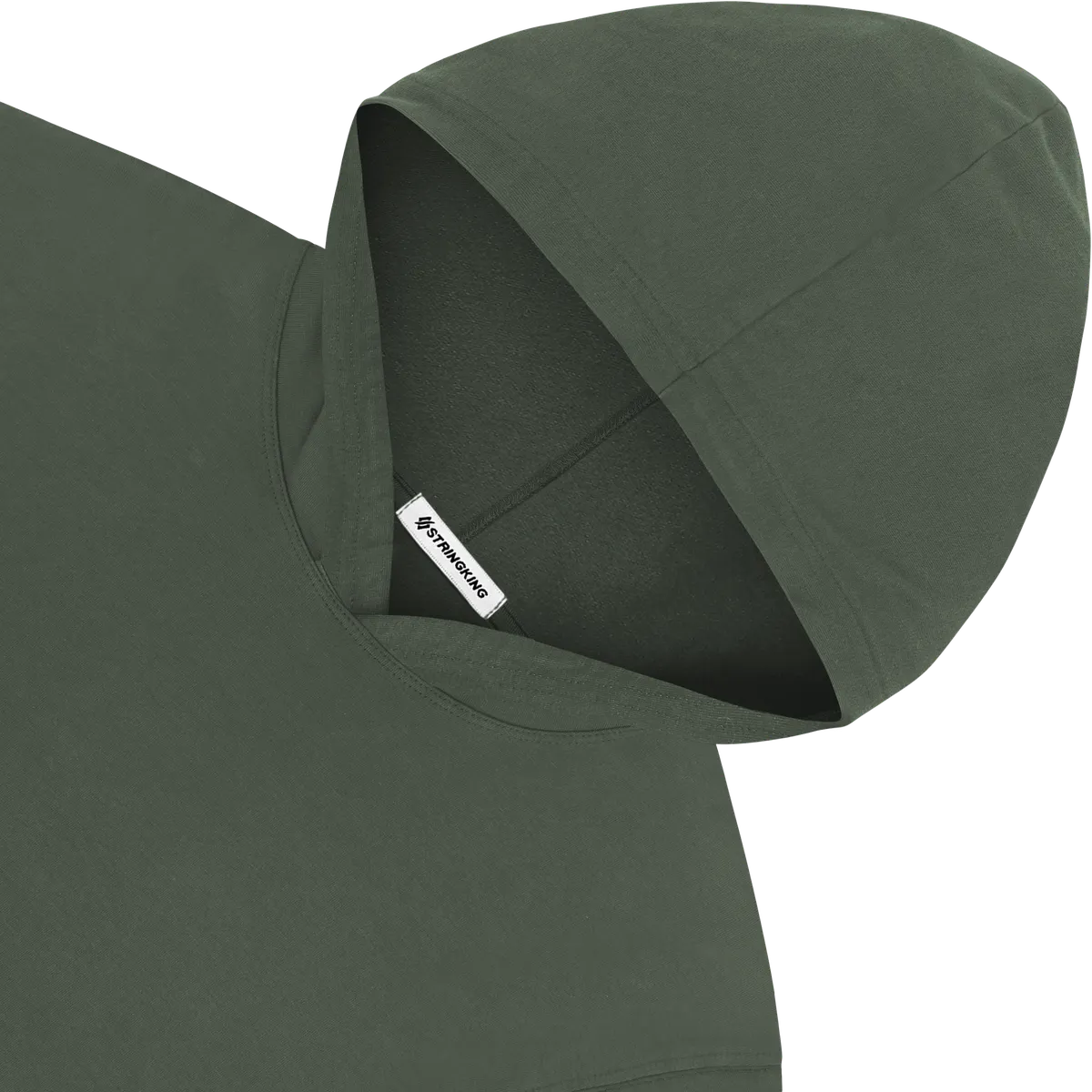 StringKing Men's Pima Jersey Hoodie - Relaxed Fit, Moss, Detail