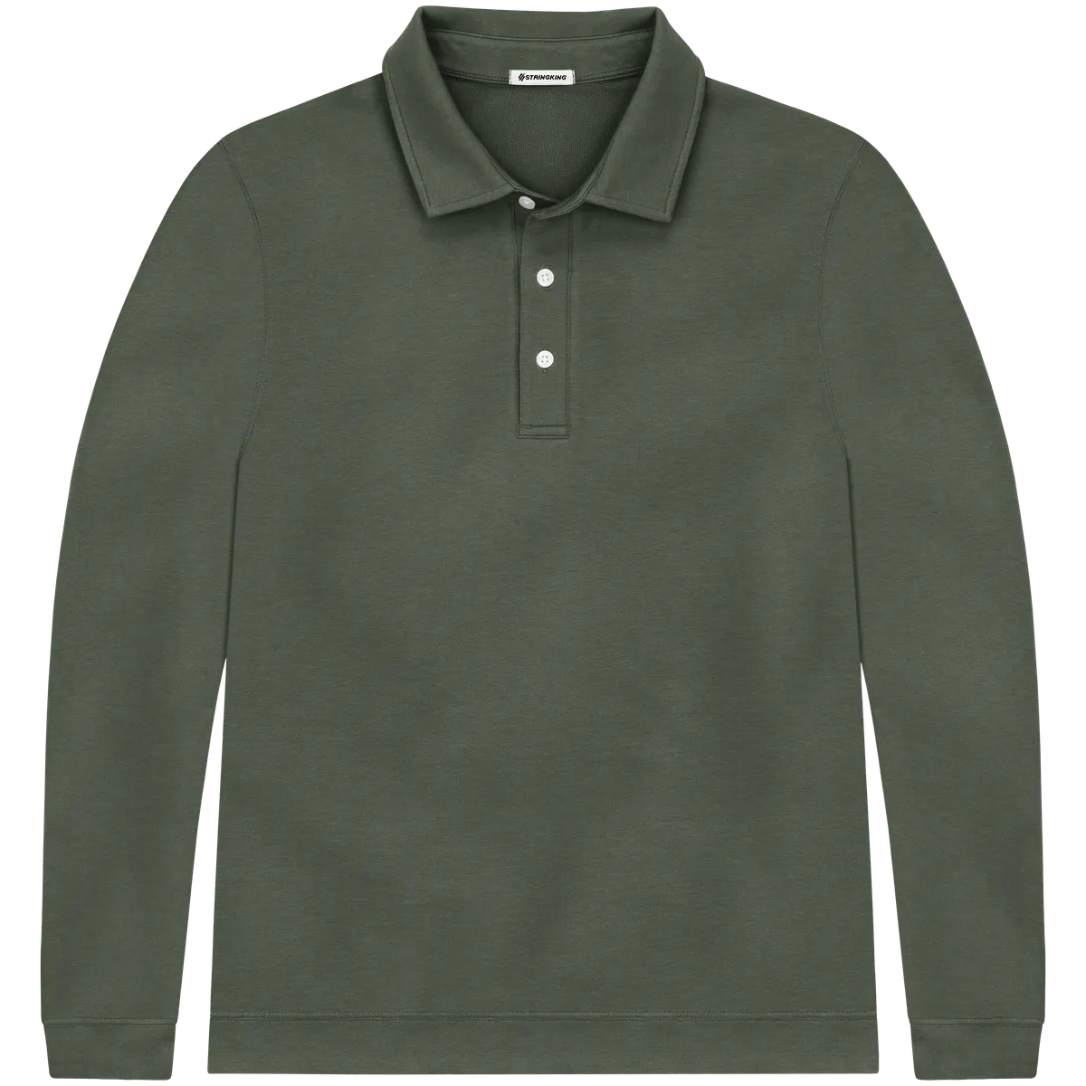 StringKing Men's Pima Cotton Polo Sweatshirt - Sharp Fit, Moss, Front