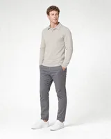 StringKing Men's Pima Terry Long Sleeve Polo - Sharp Fit, Moonstruck, Collar Shoulder - Human Model