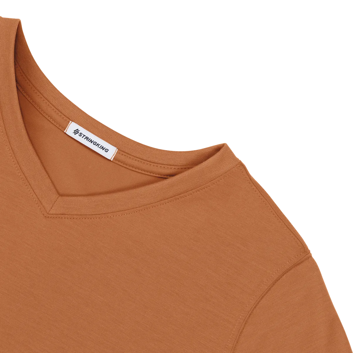 StringKing Women's FlexStyle Short Sleeve V-Neck T-Shirt - Relaxed Fit, Bombay Brown, Detail