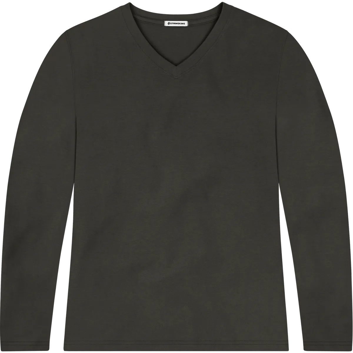 StringKing Women's Pima Jersey Long Sleeve V-Neck Tee - Sharp Fit, Peat, Front