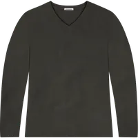 StringKing Women's Pima Jersey Long Sleeve V-Neck Tee - Sharp Fit, Peat, Front