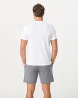 StringKing Men's Pima Jersey Pocket Tee - Sharp Fit, White, Full Back - Human Model - Top of head to Mid-thigh