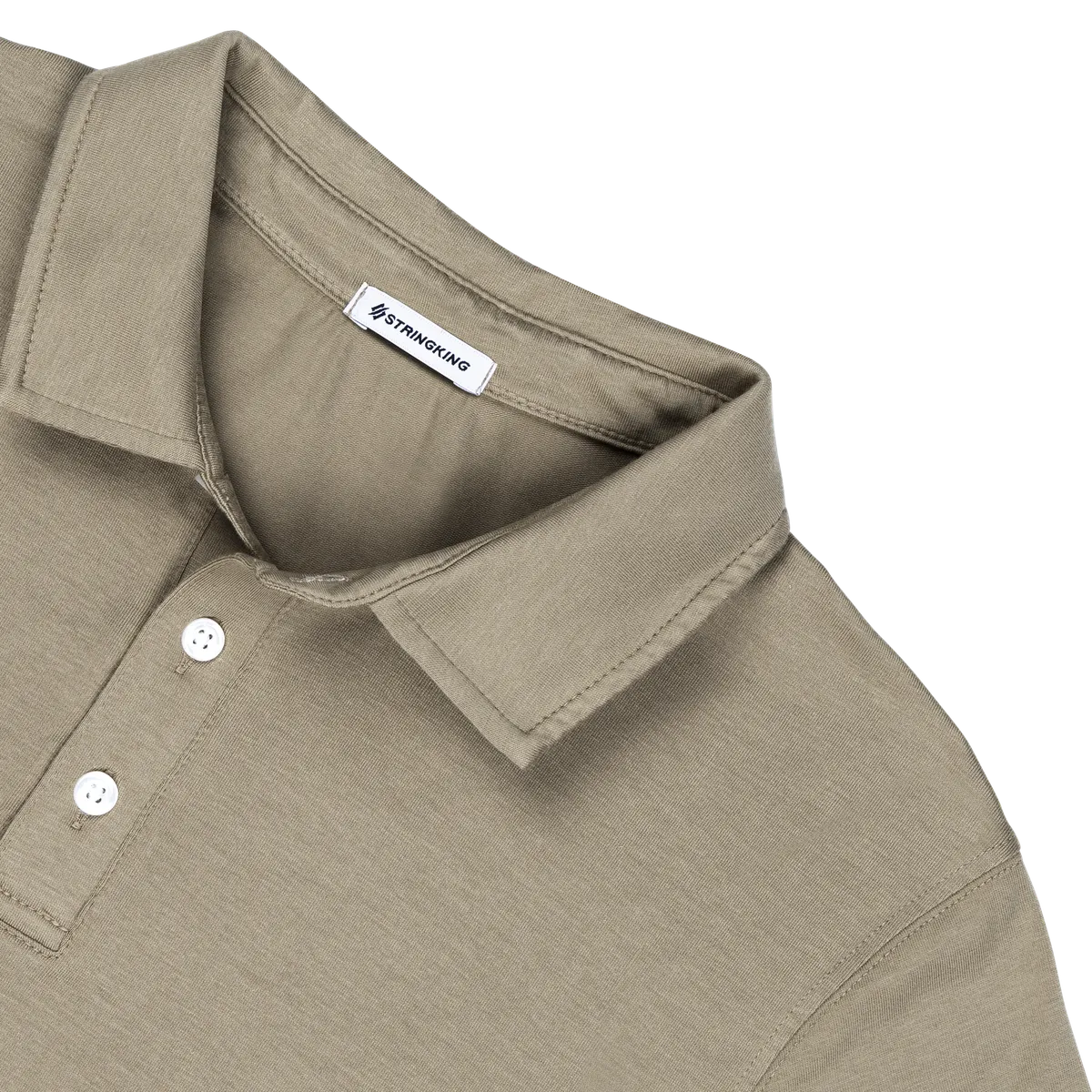 StringKing Men's Pima Cotton Short Sleeve Polo - Sharp Fit, Warm Khaki, Detail