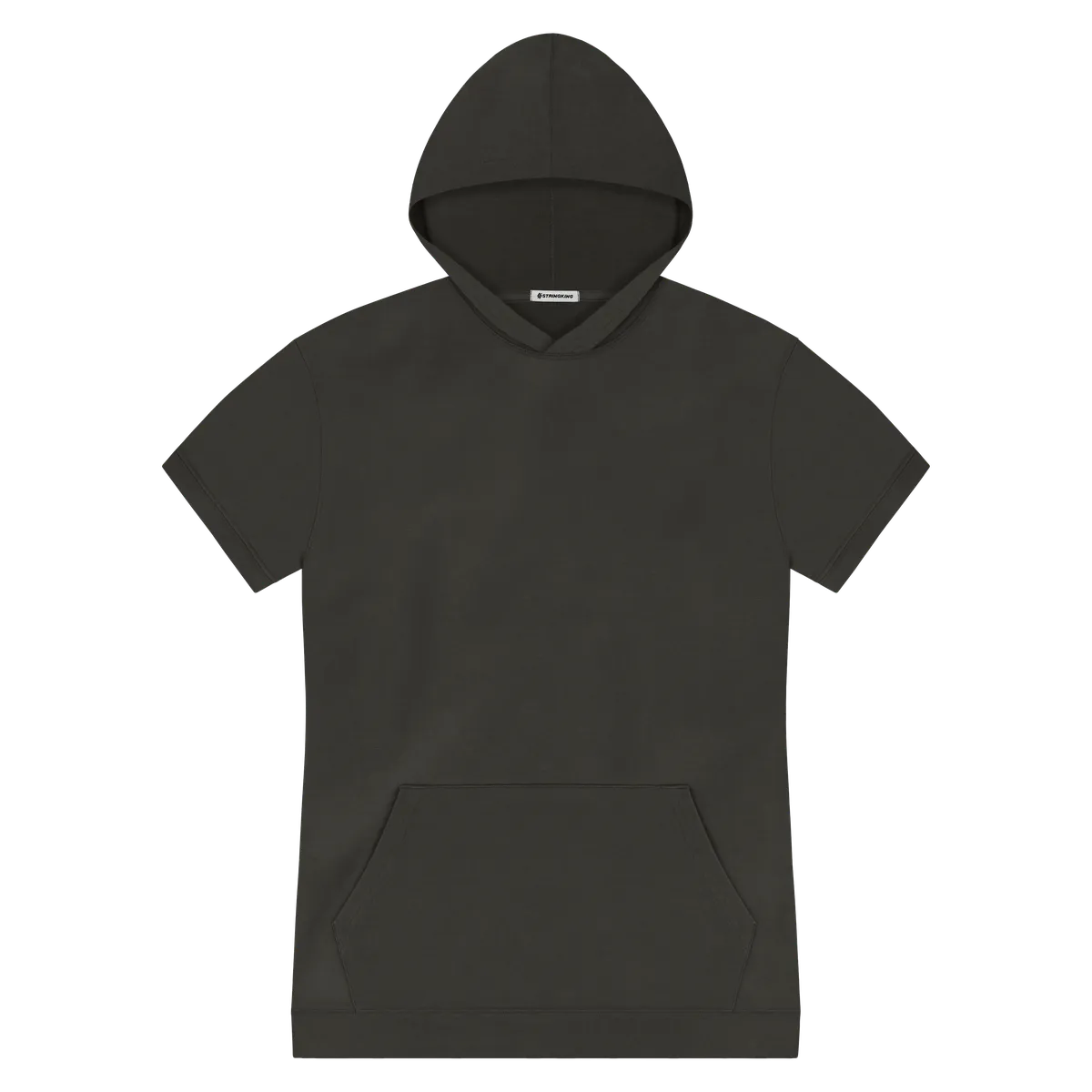 StringKing Men's Pima Terry Short Sleeve Hoodie - Sharp Fit, Peat, Front