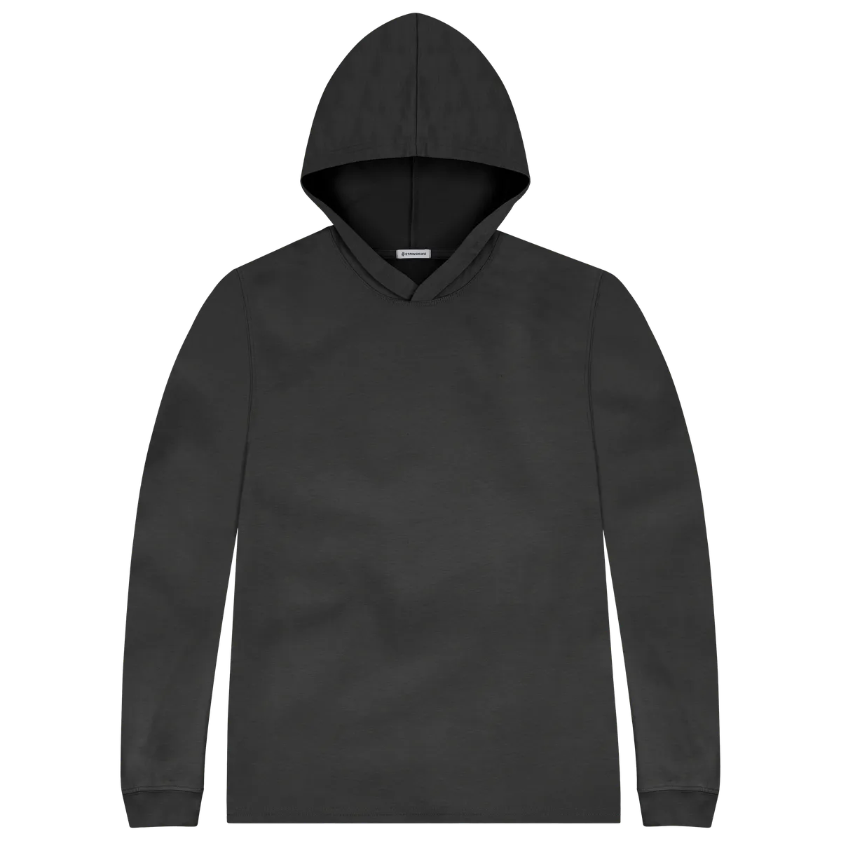 StringKing Men's Pima Cotton Lightweight Hoodie - Sharp Fit, Black, Front