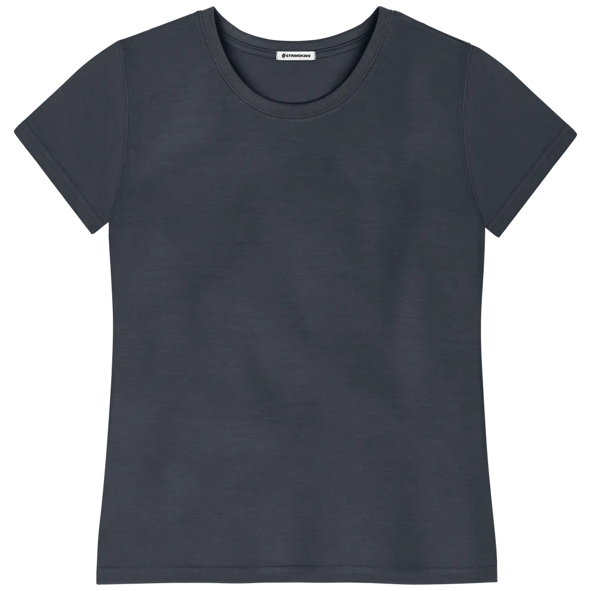 StringKing Women's FlexStyle Short Sleeve Crewneck T-Shirt - Relaxed Fit, India Ink, Front