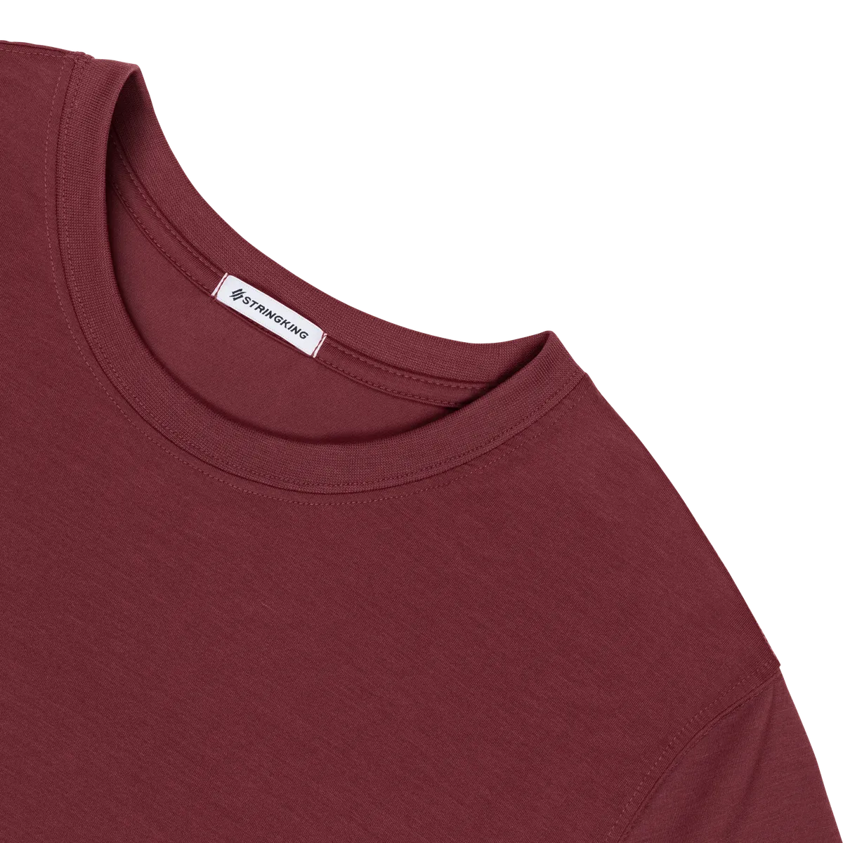 StringKing Men's FlexStyle Short Sleeve Crewneck T-Shirt - Sharp Fit, Rhubarb, Detail