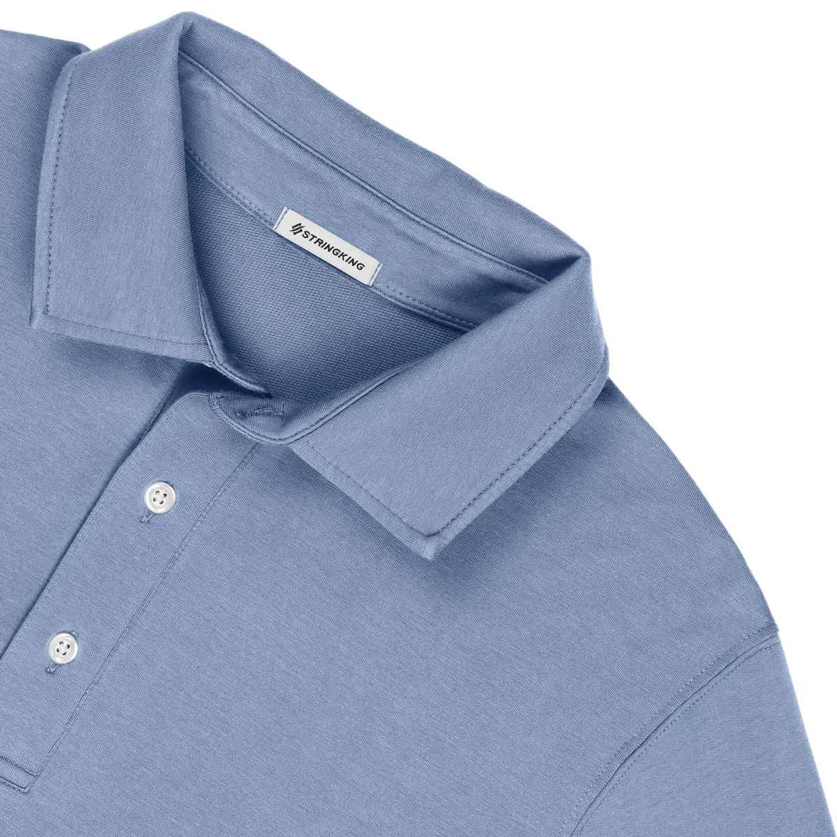 StringKing Men's Pima Cotton Polo Sweatshirt - Relaxed Fit, Slate Blue, Detail