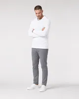 StringKing Men's Pima Jersey Hoodie - Sharp Fit, White, Full Front Angle - Human Model