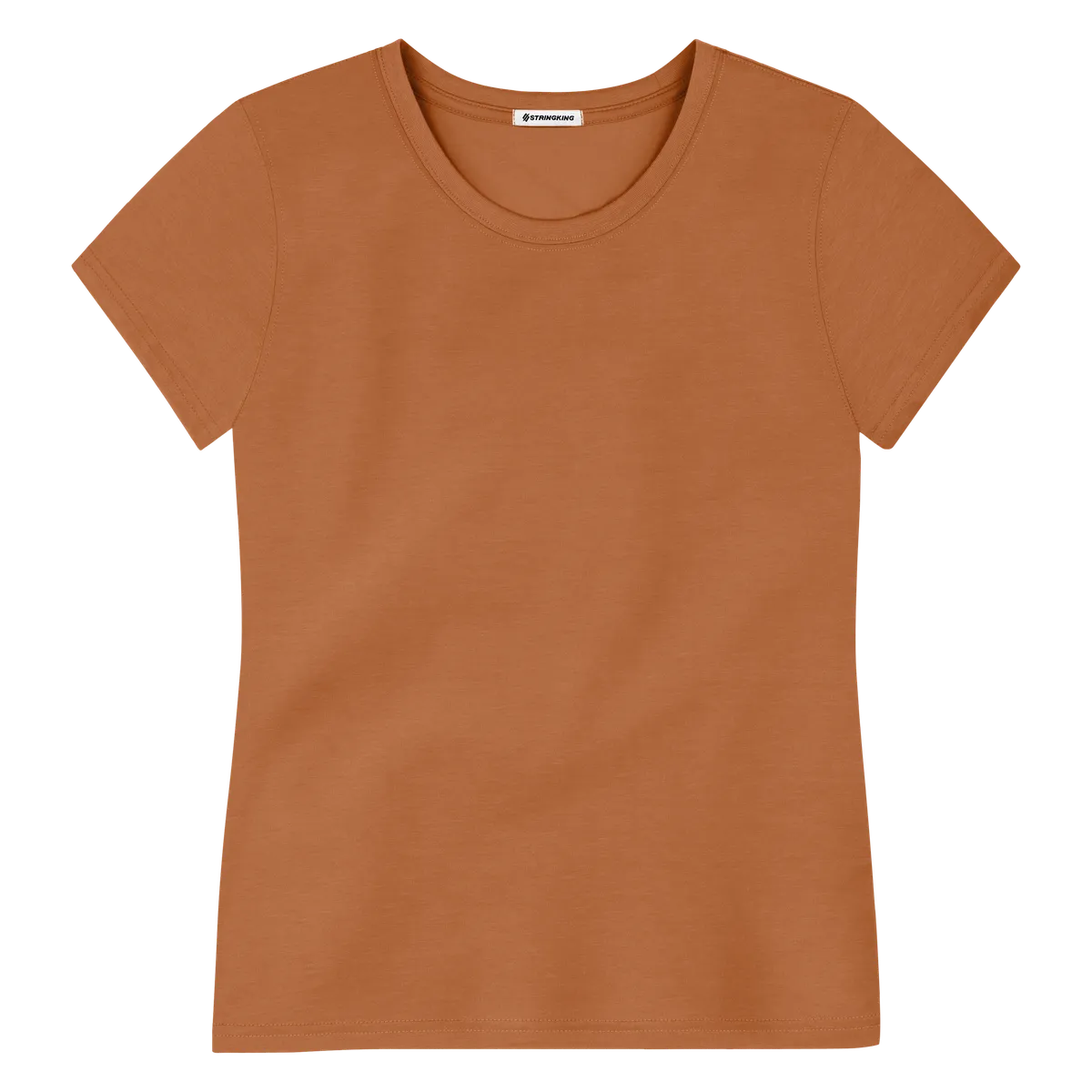 StringKing Women's FlexStyle Short Sleeve Crewneck T-Shirt - Sharp Fit, Bombay Brown, Front