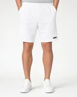 StringKing Men's Pima Terry Shorts - Relaxed Fit, White, Full Front - Human Model - Waist to Mid-calf