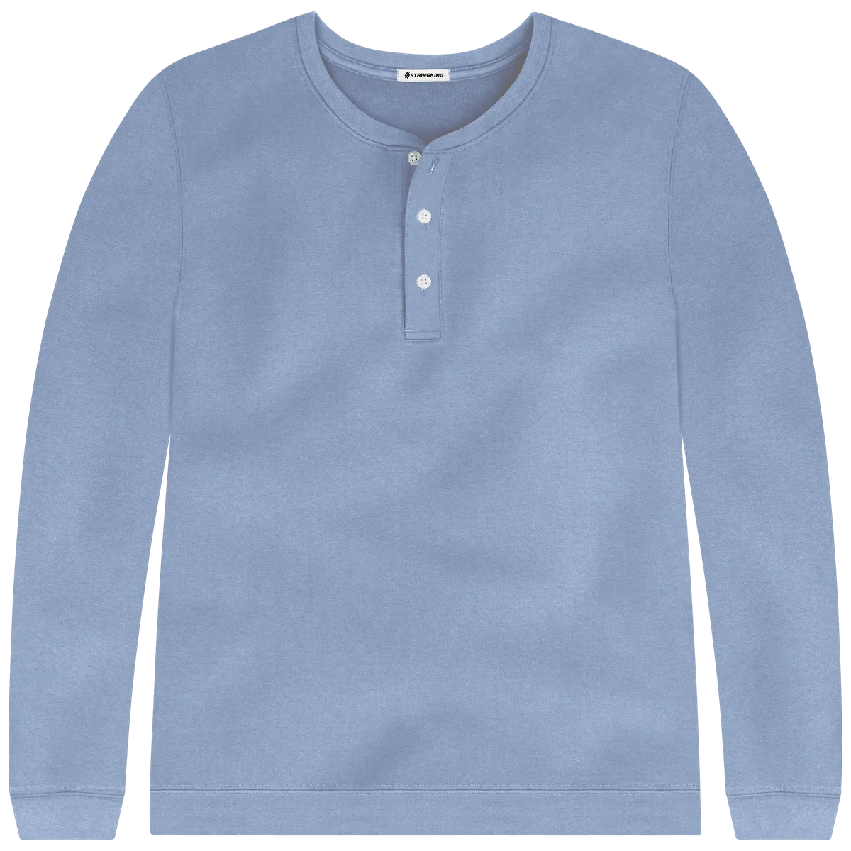 StringKing Men's Pima Cotton Henley Sweatshirt - Sharp Fit, Slate Blue, Front
