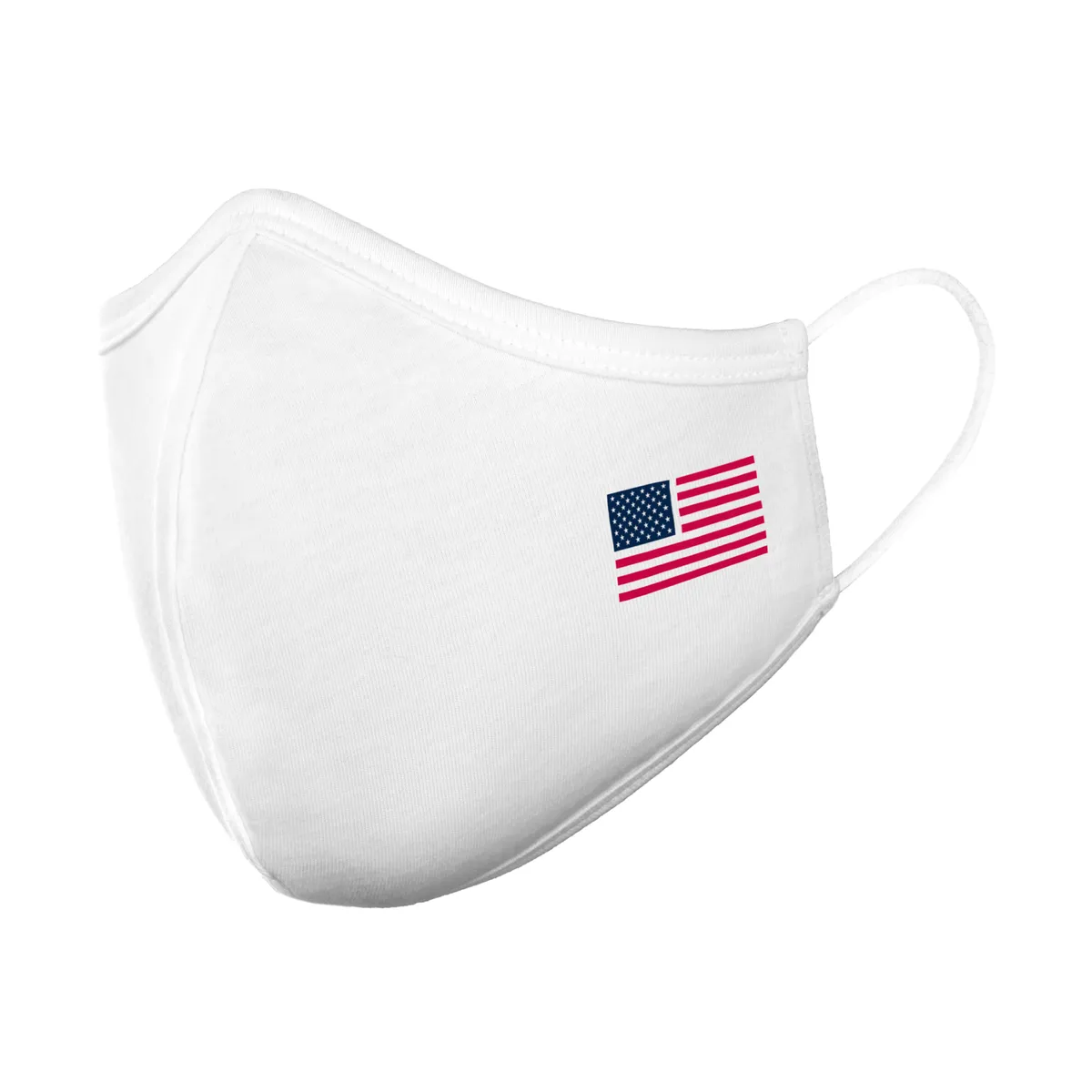 Washable Cloth Face Mask USA Made Printed Logo White Face Angle