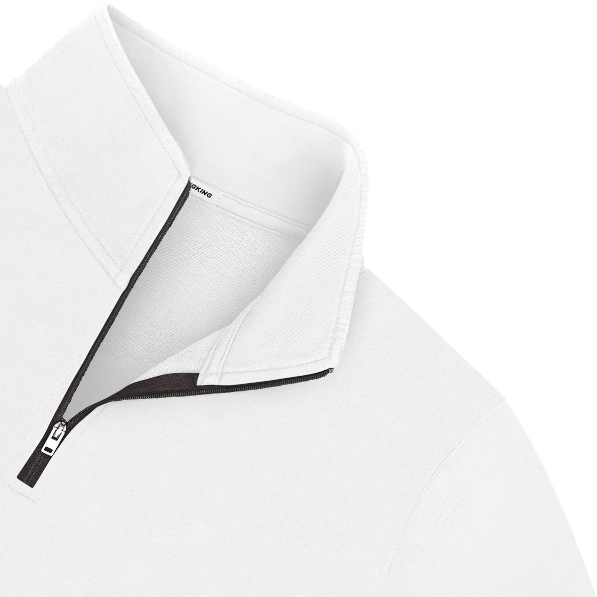 StringKing Men's Pima Terry Quarter Zip - Sharp Fit, White, Detail