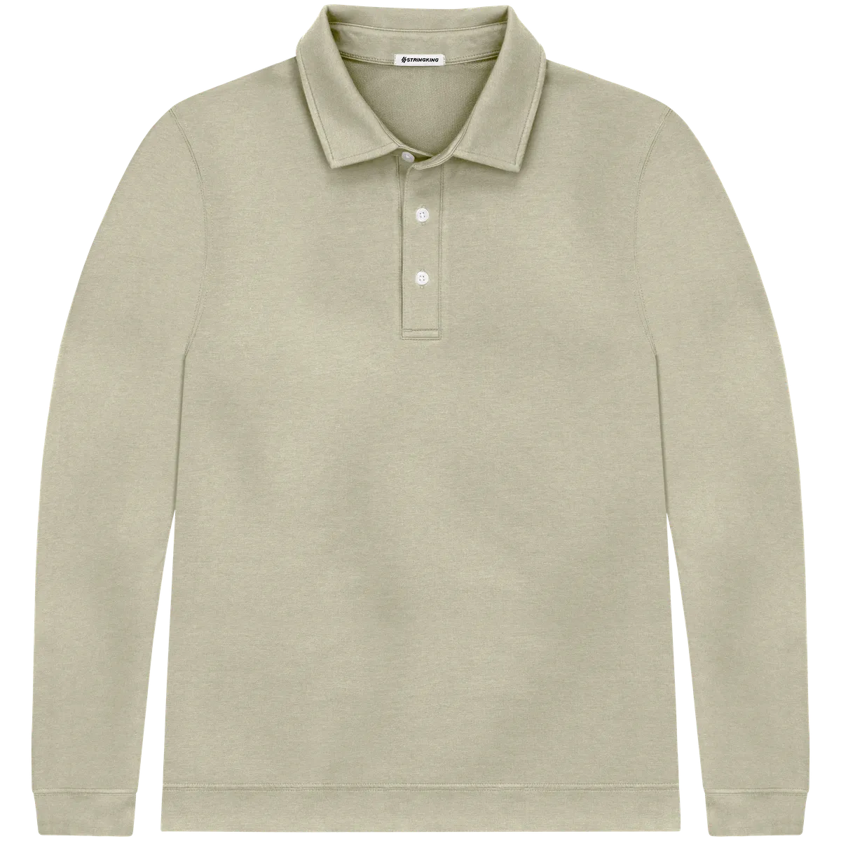 StringKing Men's Pima Cotton Polo Sweatshirt - Sharp Fit, Khaki Green, Front