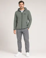 StringKing Men's Polartec Fleece Full Zip Hoodie with Pockets - Sharp Fit, Avenue Green, Full Front - Human Model - Top of head to Knees
