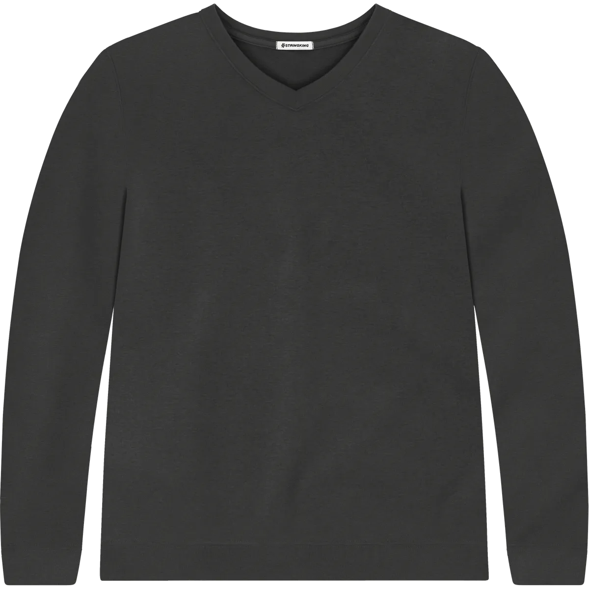 StringKing Men's Pima Terry V-Neck Sweater - Sharp Fit, Black, Front