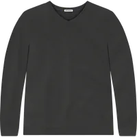 StringKing Men's Pima Terry V-Neck Sweater - Sharp Fit, Black, Front